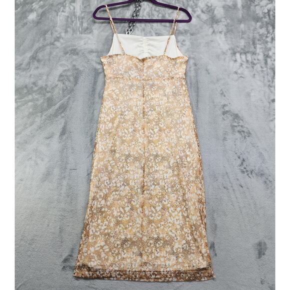 NEW Revolve BCBGeneration Dress Size M Tan Animal Print Cutout Ruched Mesh Lined - Picture 3 of 11